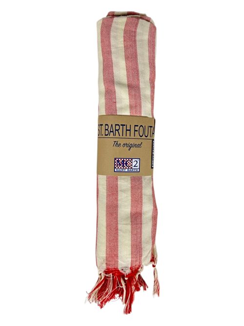 women's red and white striped beach towel MC2 Saint Barth | FOUTAS LIGHT N-SB BEACH STRIPESV41